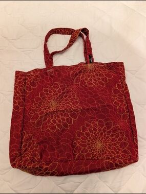 Handcrafted Red Floral Tote Bag